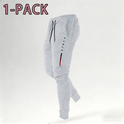 Men's Print Athleisure Joggers 3-Pack (Black, Gray, Navy)