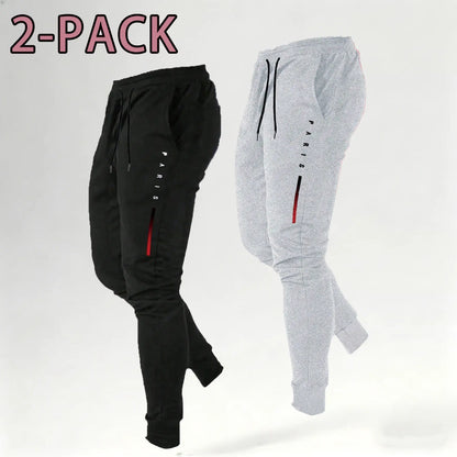 Men's Print Athleisure Joggers 3-Pack (Black, Gray, Navy)