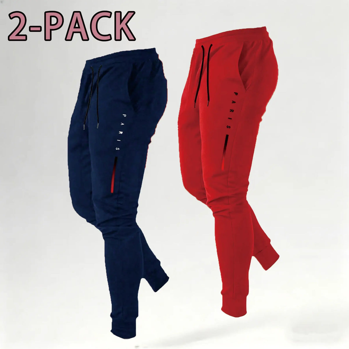 Men's Print Athleisure Joggers 3-Pack (Black, Gray, Navy)