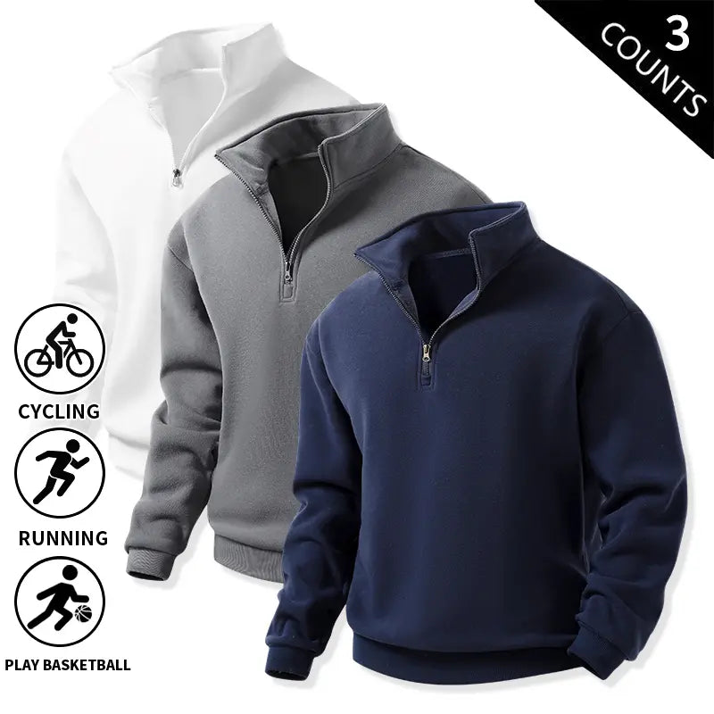 Men's Quarter-Zip Fleece Sweatshirts – Single or 3-Pack