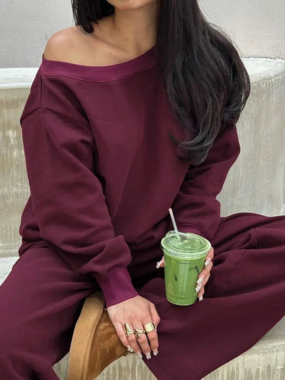 Women's long-sleeved top and trousers two-piece set