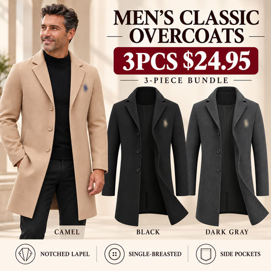 🔥 BESTSELLER | 3PCS $24.95 | Men's Classic Single-Breasted Overcoat