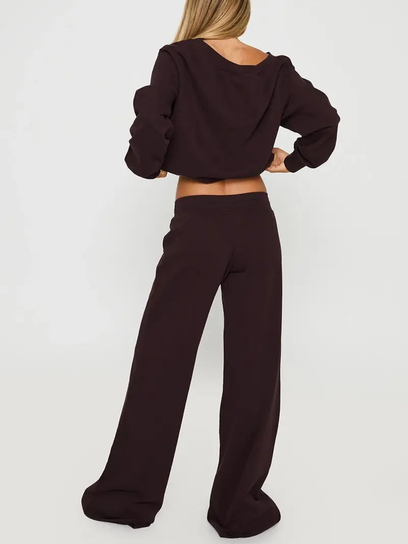 Women's long-sleeved top and trousers two-piece set