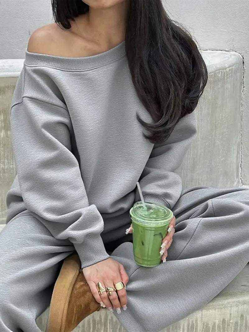 Women's long-sleeved top and trousers two-piece set
