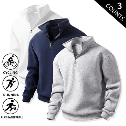 Men's Quarter-Zip Fleece Sweatshirts – Single or 3-Pack