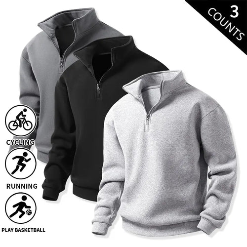 Men's Quarter-Zip Fleece Sweatshirts – Single or 3-Pack