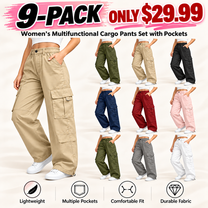 Women's Multifunctional Cargo Pants Set with Pockets