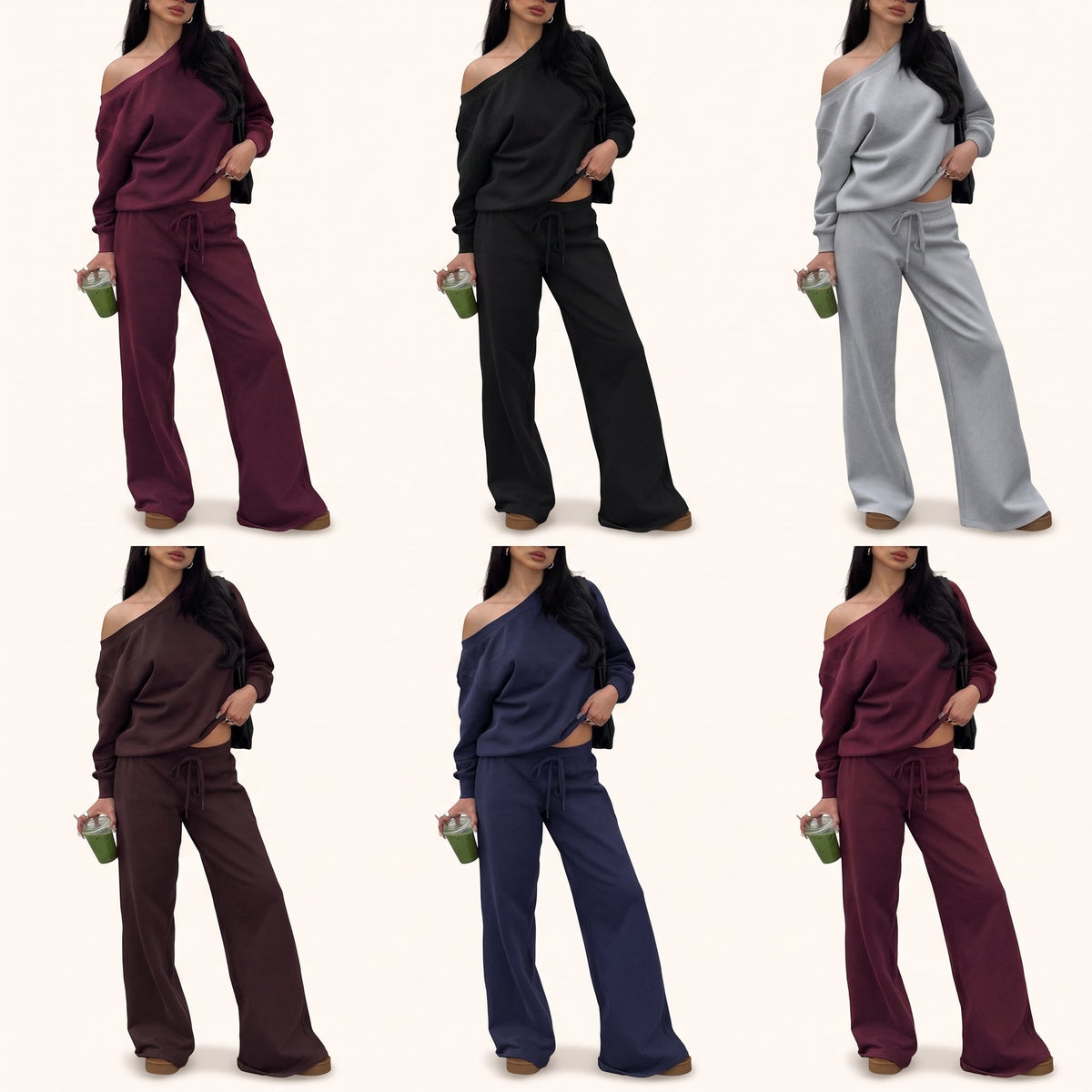 Women's long-sleeved top and trousers two-piece set