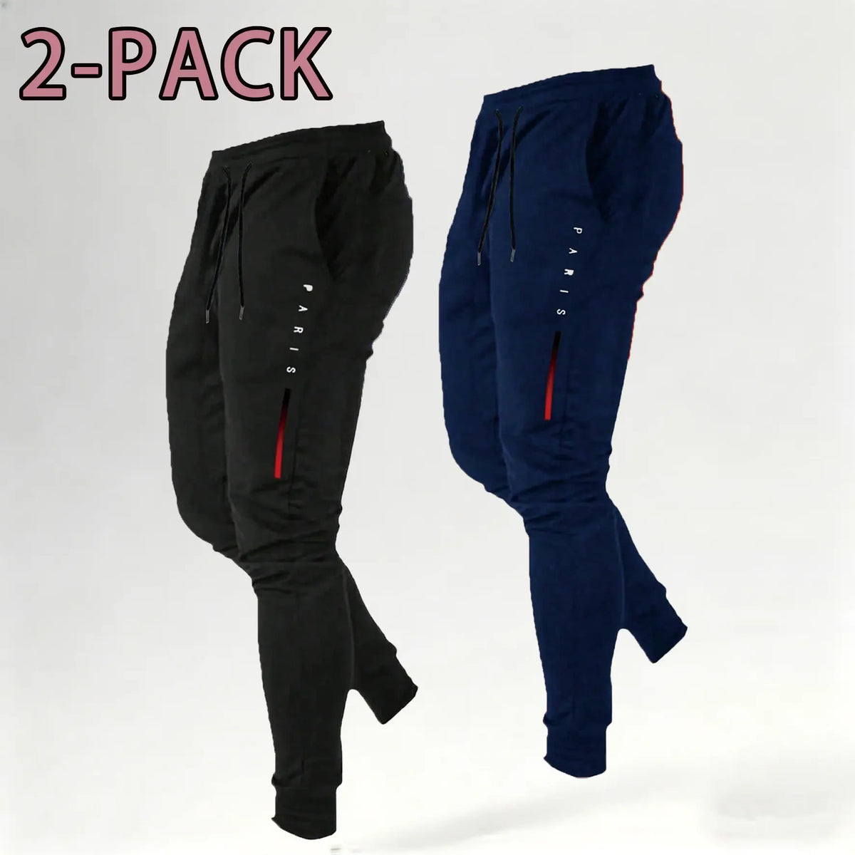 Men's Print Athleisure Joggers 3-Pack (Black, Gray, Navy)