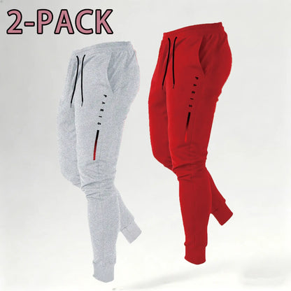 Men's Print Athleisure Joggers 3-Pack (Black, Gray, Navy)