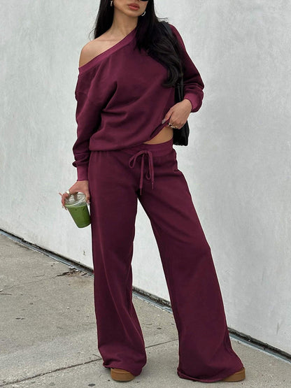 Women's long-sleeved top and trousers two-piece set
