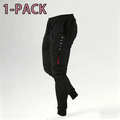 Men's Print Athleisure Joggers 3-Pack (Black, Gray, Navy)